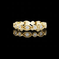 0.70 TCW Vintage Inspired Round Cut Moissanite Diamond Milgrain Band in Solid Gold