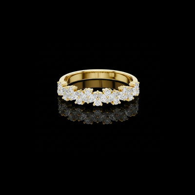 Marquise and Round Lab Diamond Wedding Band