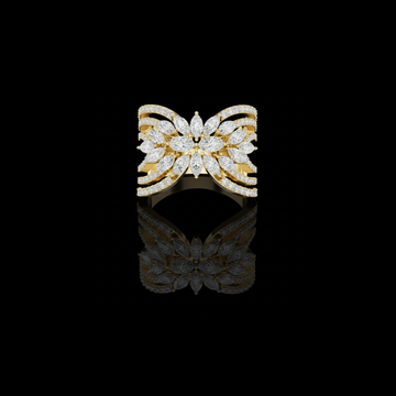2.01 TCW Luxury Marquise Lab Grown Diamond Floral Cluster Multi Row Pave Split Shank Cocktail Ring For Her