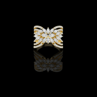 4.00 TCW Luxury Marquise Moissanite Diamond Floral Cluster Multi Row Pave Split Shank Cocktail Ring For Her