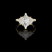 2.50 CT Luxury Marquise Moissanite Diamond with Floral Cluster Side Accents Engagement Ring For Her