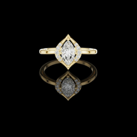 1.00 CT Marquise Cut Moissanite Diamond Ring with Geometric Vintage Inspired Halo and Polished Band