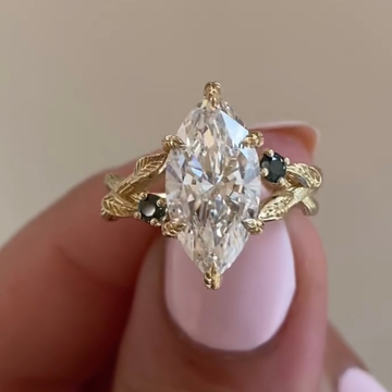 2.00 CT Nature Inspired Marquise Cut Lab Grown Diamond Ring with Leaf Details