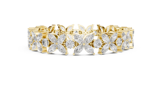 Marquise & Round Cut Floral Link Bracelet - view 4
