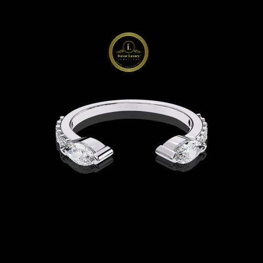 Sparkling Moissanite Diamond Ring for Women Bold 18K Gold & Silver Plated Statement Band