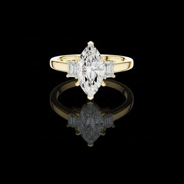 1.50 CT Marquise Cut Lab Grown Diamond with Side Emerald Cut Stones Elegant Three Stone Proposal Ring for Her