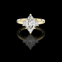 2.50 CT Marquise Cut Moissanite Diamond with Side Emerald Cut Stones Elegant Three Stone Proposal Ring for Her