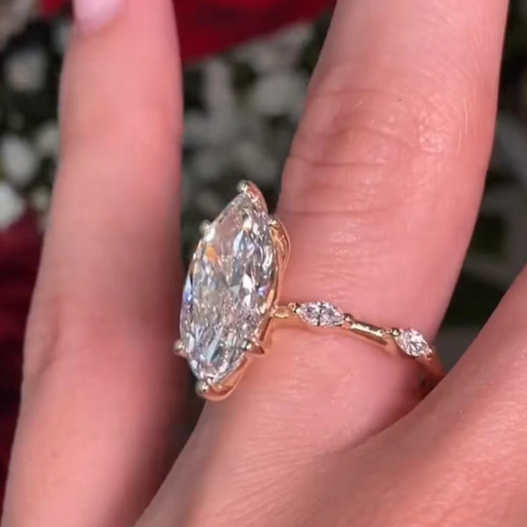 Minimalist Marquise Cut Moissanite Engagement Ring - view 2