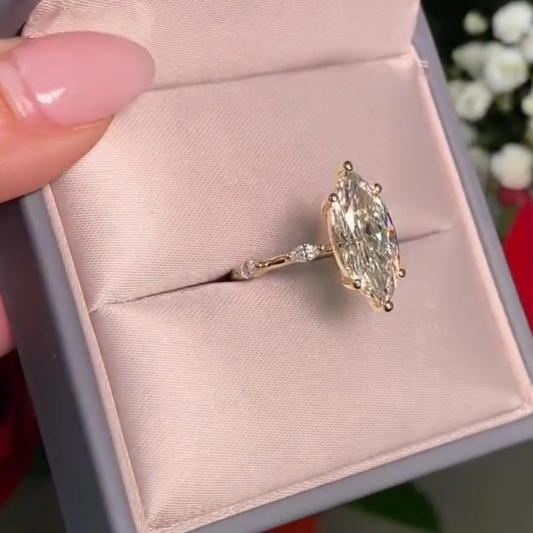 Minimalist Marquise Cut Lab Diamond Engagement Ring - view 3