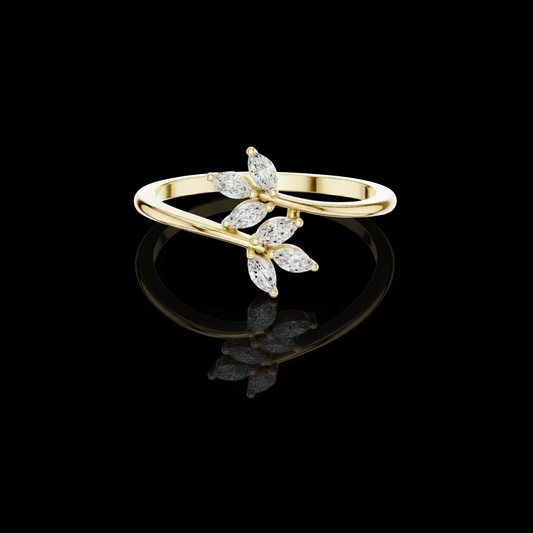 0.13 TCW Timeless Nature Inspired Marquise Cut Lab Grown Diamond Branch Open Band Ring