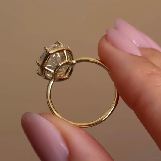 Marquise Cut Solitaire Moissanite Engagement Ring - view 3