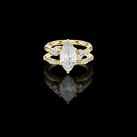 2.00 CT Signature Solitaire Marquise Cut Lab Diamond Ring with Accent Bands For Daily Wear