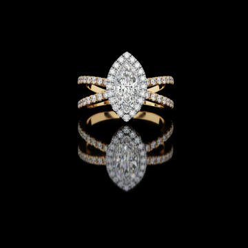 0.82 CT Dazzling Marquise Cut Lab Grown Diamond Halo Ring Dainty Double Band Bridal Jewelry by Ivevar Luxury