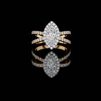 2.00 CT Dazzling Marquise Cut Moissanite Diamond Halo Ring Dainty Double Band Bridal Jewelry by Ivevar Luxury