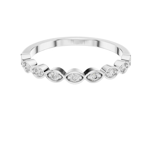 Inspired Round Cut Moissanite Half Eternity Wedding Band - view 3