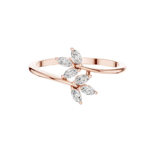 0.13 TCW Timeless Nature Inspired Marquise Cut Lab Grown Diamond Branch Open Band Ring