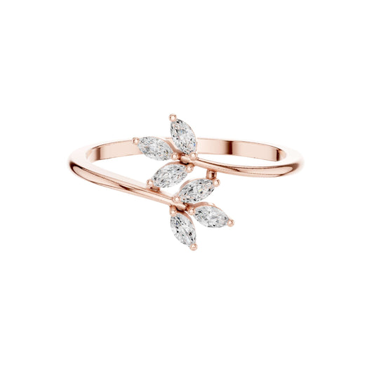 Marquise Moissanite Leaf Open Bypass Promise Ring - view 2