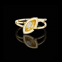 0.10 TCW Marquise Aura Lab Grown Diamond Ring Split Band Gold Ring with Dual Center Stones Luxury Jewelry Gift