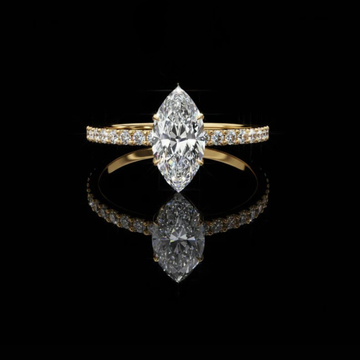 0.82 CT Elegant Marquise Cut Lab Grown Diamond Ring with Pave Stones Ivevar Luxury Fine Jewelry