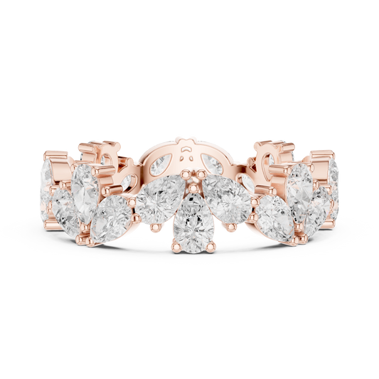 Pear Cut Lab Diamond Floral Eternity Band Ring - view 2
