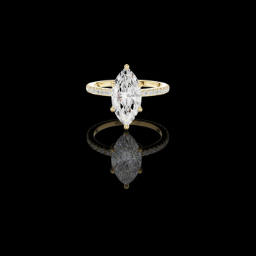 2.50 CT Elegant Marquise Cut Moissanite Diamond Solitaire Ring with Pave Set Gold Band