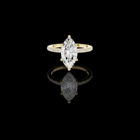 2.50 CT Elegant Marquise Cut Lab Grown Diamond Solitaire Ring with Pave Set Gold Band