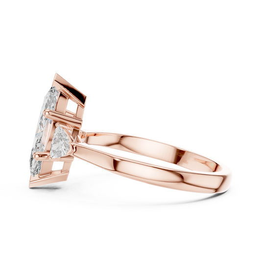 Marquise Lab Diamond Engagement Ring with Trillion Side Stones - view 4