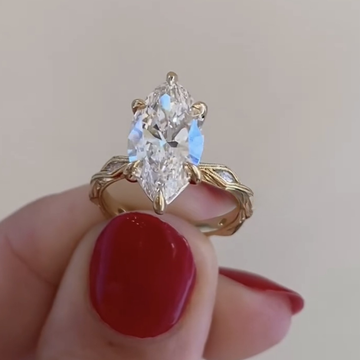 2.00 CT Stunning Marquise Cut Moissanite Diamond Ring with Vintage Milgrain Accents
