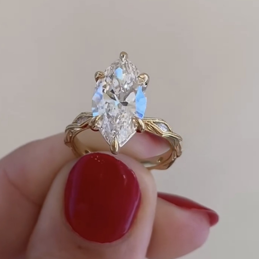 2.00 CT Stunning Marquise Cut Lab Grown Diamond Ring with Vintage Milgrain Accents