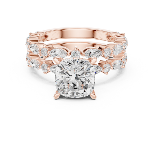 3.00 CT Luxurious Cushion Cut Lab Grown Diamond Bridal Ring Set with Diamond Accents