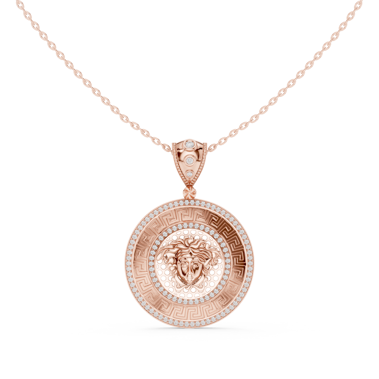 Greek Key Pattern Border Statement Pendant - view 2