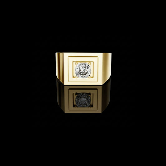 0.85 TCW Bold Square Frame Moissanite Diamond Ring with Bezel-Style Setting in Cushion Cut For Her