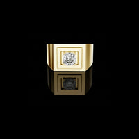 0.85 TCW Bold Square Frame Lab Diamond Ring with Bezel-Style Setting in Cushion Cut For Her
