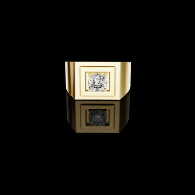 Cushion Cut Lab Grown Diamond Men's Square Signet Ring