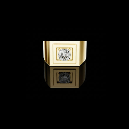 Cushion Cut Lab Grown Diamond Men's Square Signet Ring