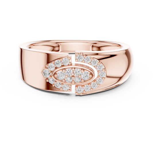 0.22 TCW Classic Round Moissanite Diamond Oval Center Cluster with Asymmetrical Pave Accent Ring