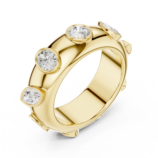 Multi Shape Cut Lab Grown Diamond Men's Flush Bezel Cigar Band - view 4