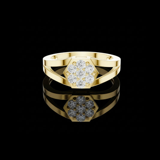 0.35 TCW Bold Modern Multi-Stone Men’s Hexagon Moissanite Diamond Cluster Statement Band