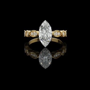 0.82 CT Marquise Cut Lab Grown Diamond Vintage Ring Halo Milgrain Design by Ivevar Luxury