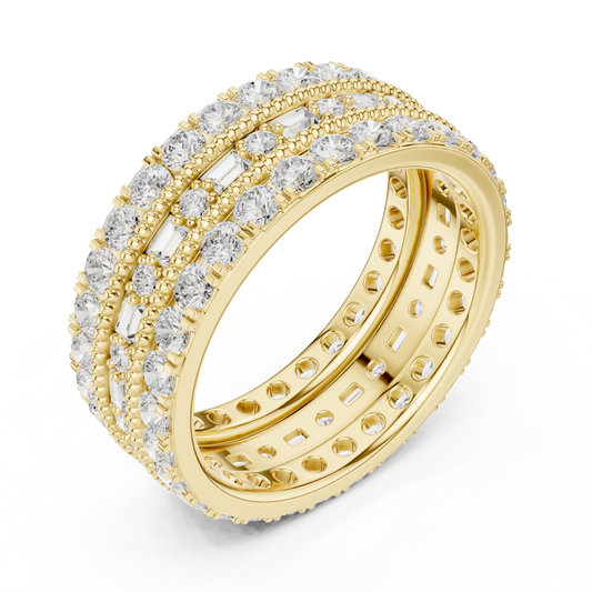 Triple Row Round Cut Lab Diamond Eternity Band Ring - view 4