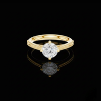 1.50 TCW Classic Round Brilliant Lab Grown Diamond Milgrain Solitaire Engagement Minimalist Luxury Ring for Her