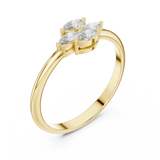 Quatrefoil Marquise Lab Diamond Cluster Wedding Ring - view 4