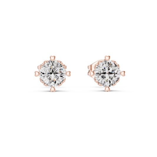 Cushion Cut Stud Earrings with Four Prong Basket Setting - view 2