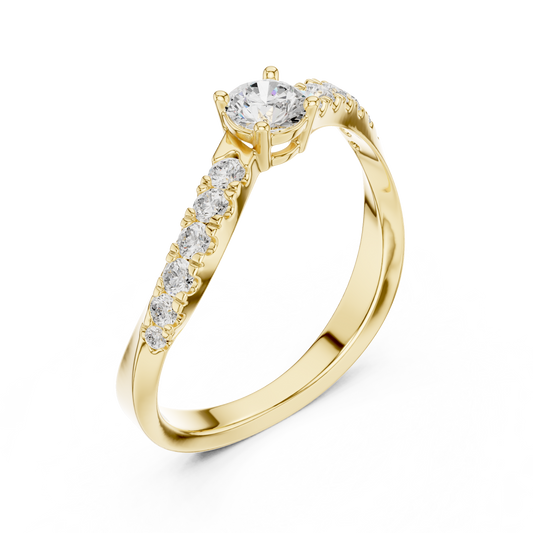 Round Moissanite Curve Pave Engagement Ring - view 4