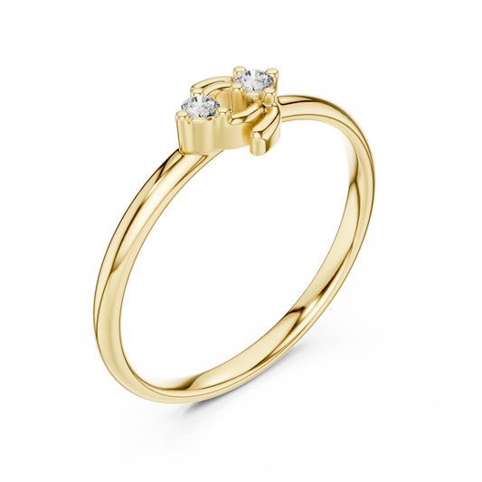Open Circle Round Cut Moissanite Ring with Brilliant Accents - view 4