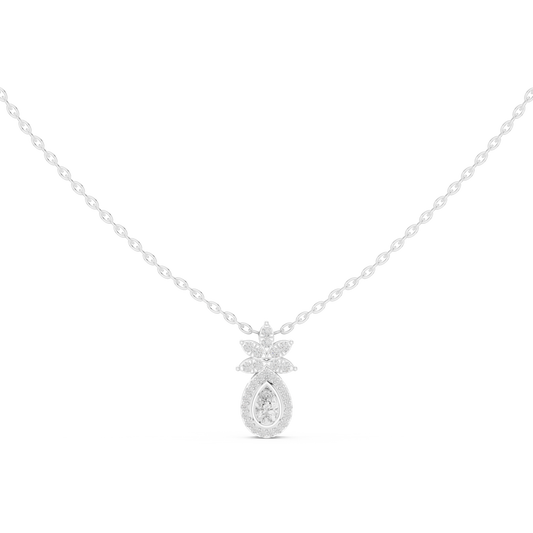 0.17 CT Teardrop Floral Flower Moissanite Pendant - view 3