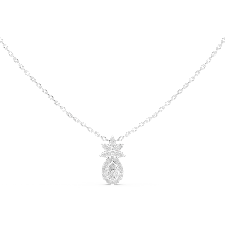 0.17 CT Teardrop Floral Flower Moissanite Pendant - view 3