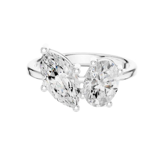Marquise and Oval Moissanite Toi Et Moi Promise Ring - view 3