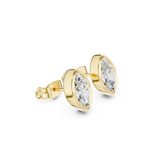 Marquise Bezel Navette Stud Earrings - view 4