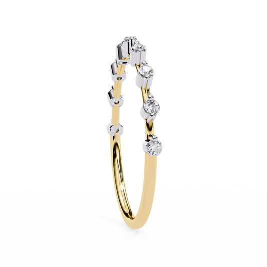 Alternating Round and Baguette Lab Diamond Delicate Wedding Band - view 2